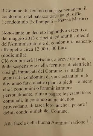 Lettera al condomino moroso